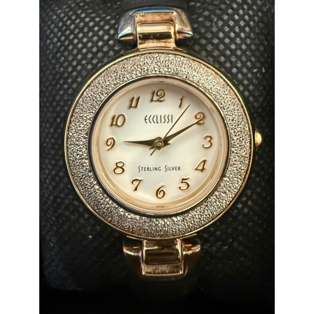 Ecclissi Sterling Silver Mother of Pearl, diamond Bangle Watch‎ 32310 54.6 GRAMS